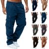 Men's Outdoor Casual Pants Jogging Cargo Pants Solid Color Sports Casual Lightweight Hiking Mountaineering Large Pocket Pants