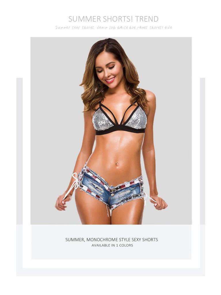 Осенние джинсовые шорты с низкой посадкой и рваным декором для сексуальных женщин