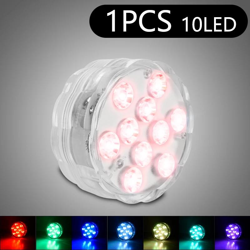 10Led RGB Dive Fish Light LED Underwater Lamp Remote Control Swimming Pool Light Portable Battery Operated For Vase Aquarium