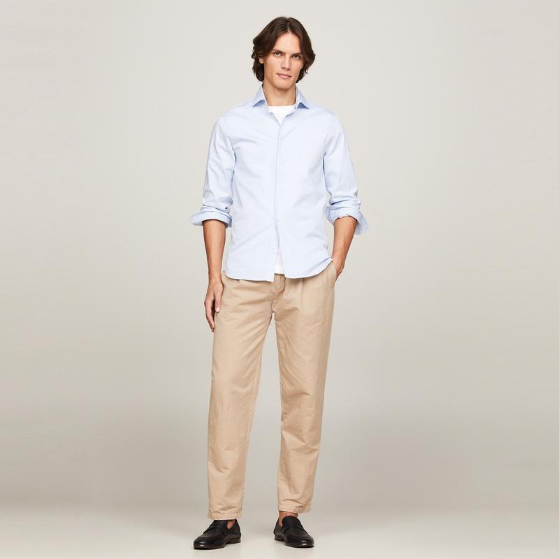 Tommy Hilfiger Классическая рубашка Business Casual, приталенная, с длинным рукавом, мужская, светло-голубая, MW0MW34635