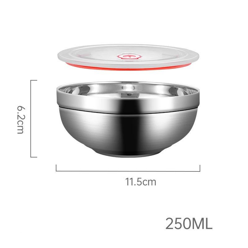 Миска для риса рамен из нержавеющей стали с крышкой, двойной контейнер для еды с защитой от ожогов, миски для салатов и лапши быстрого приготовления, кухонная утварь