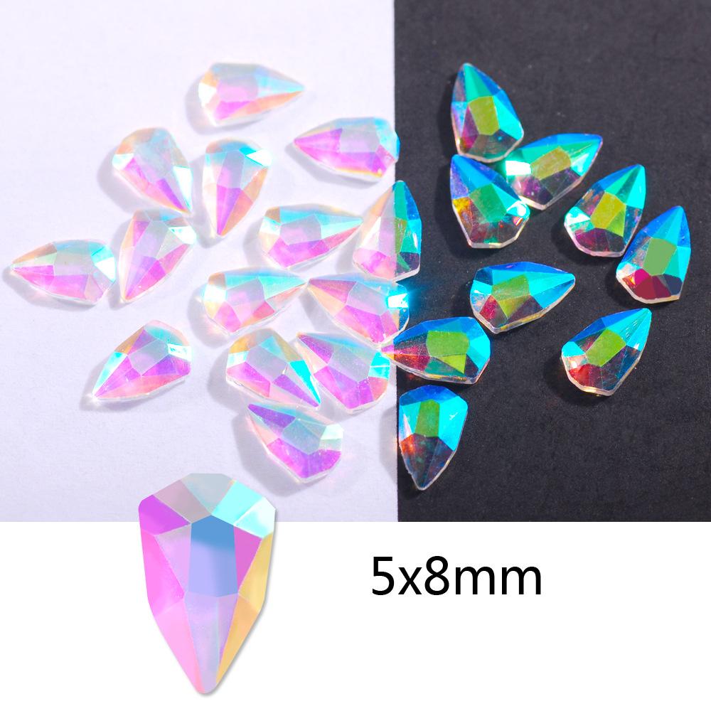 100Pcs Aurora Resin 3D Nail Rhinestones Crystal Gem Stone Nail Art Decoration