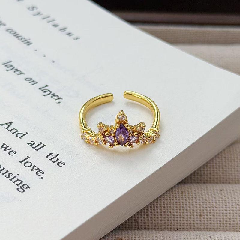 Средневековое французское ретро кольцо с открытой шинкой и полным бриллиантом, модное, с высоким чувством стиля и темпераментом, нишевый дизайн, изысканные бриллиантовые аксессуары для женщин