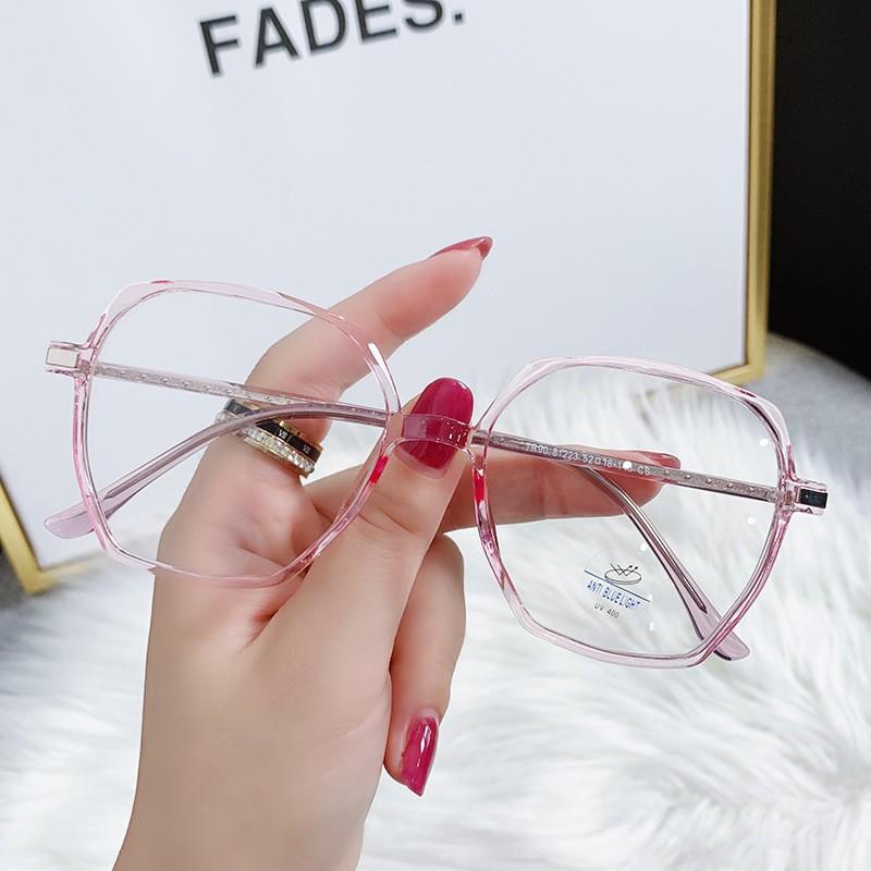TR Anti-blue Light Makeup Artifact Flat Glasses Trendy Large Square Frame Insert Temples Myopia Glasses