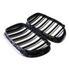 1 Pair Double Line Gloss Silver Car Front Bumper Grilles Kidney Racing Grill For BMW 7 Series F01 F02 2009-2015 Car Accessories