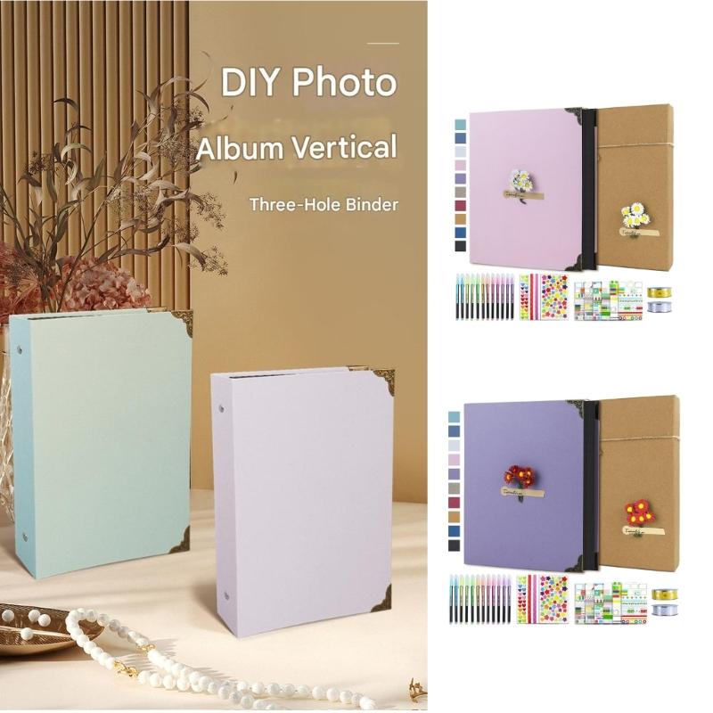 Набор для DIY фотоальбома-скрапбукинга с ручкой, лентой и наклейками, крафт-бумага, книга воспоминаний, принадлежности для скрапбукинга, подарок на День святого Валентина