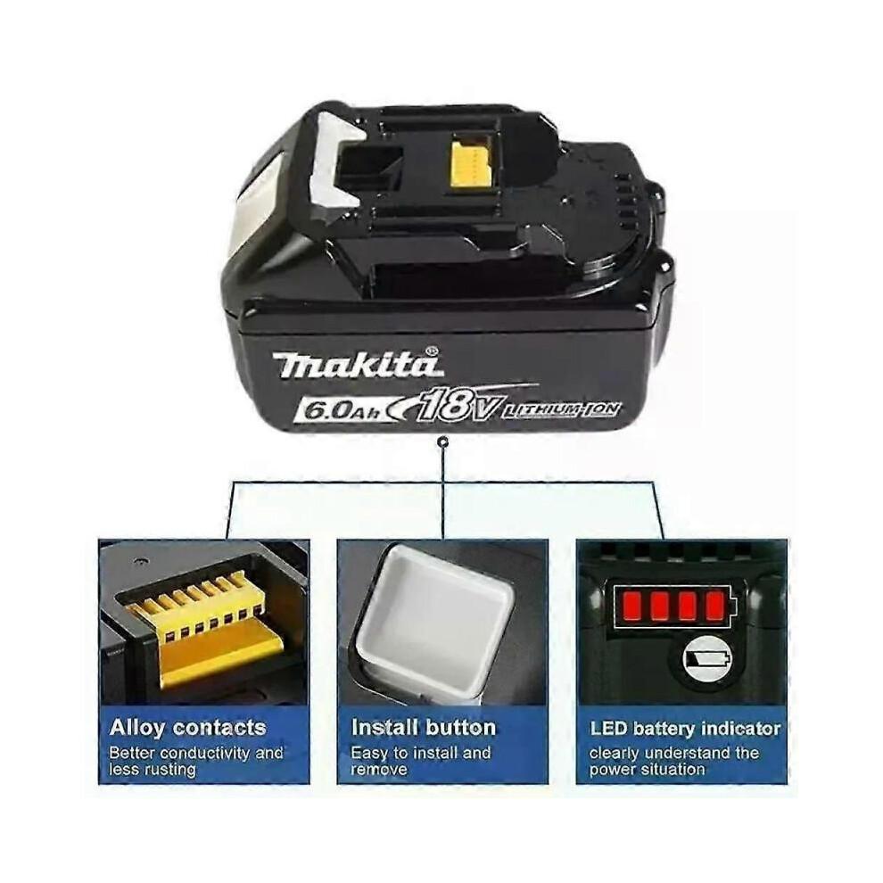 (6,0 Ач 3 шт.)100% Аккумулятор Makita 6 Ач 18 В Makita Bl1830b Bl1850b Bl1850 Bl1840 Bl1860 Bl1815 Замена Литий-ионного аккумулятора-fj