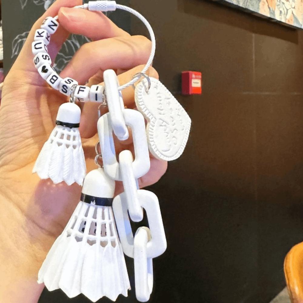 PVC Badminton Keychain Creative Women Bag Charm Sports Funny Tennis Ornament Car Key