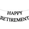 Pre Strung Happy Retirement Banner,Glitter Happy Retirement Banner,Pre-strung On 9.8 Ft Strands Party Decorations for Men Women(Black)