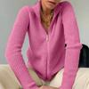Осенний утепленный вязаный кардиган на молнии для женщин, зимний короткий свитер, кардиган, женская полуводолазка, свободная верхняя одежда