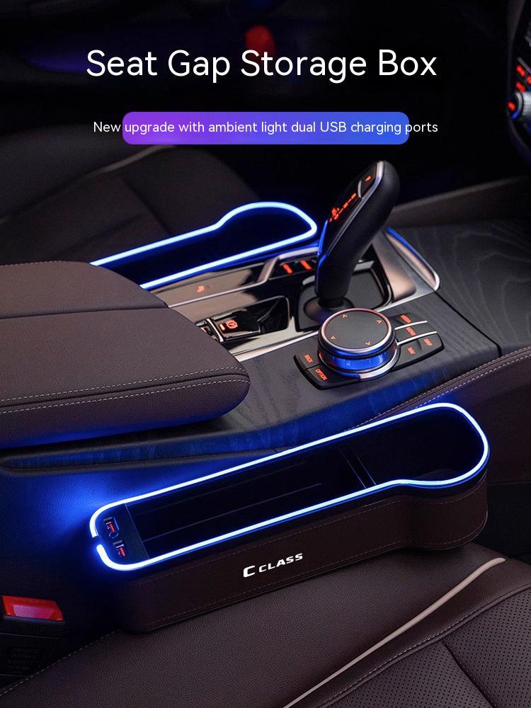 For Mercedes Benz A B C E S Class GLA GLB GLC GLE GLK GLS Sprinter Car LED 7 Colors Adjustable Seat Gap Crevice Slot Storage Box ap1