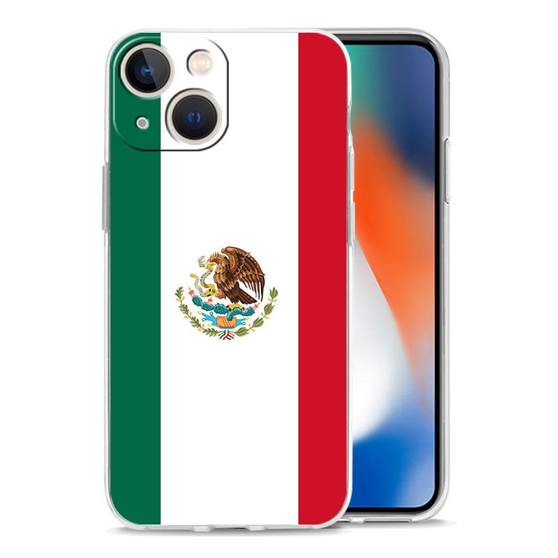 Чехол для телефона iPhone 17 Air Cases iPhone 16 15 12 13 14 Pro Max SE 7 8 Plus iPhone11 Прозрачный Мягкий Чехол Флаг Мексики