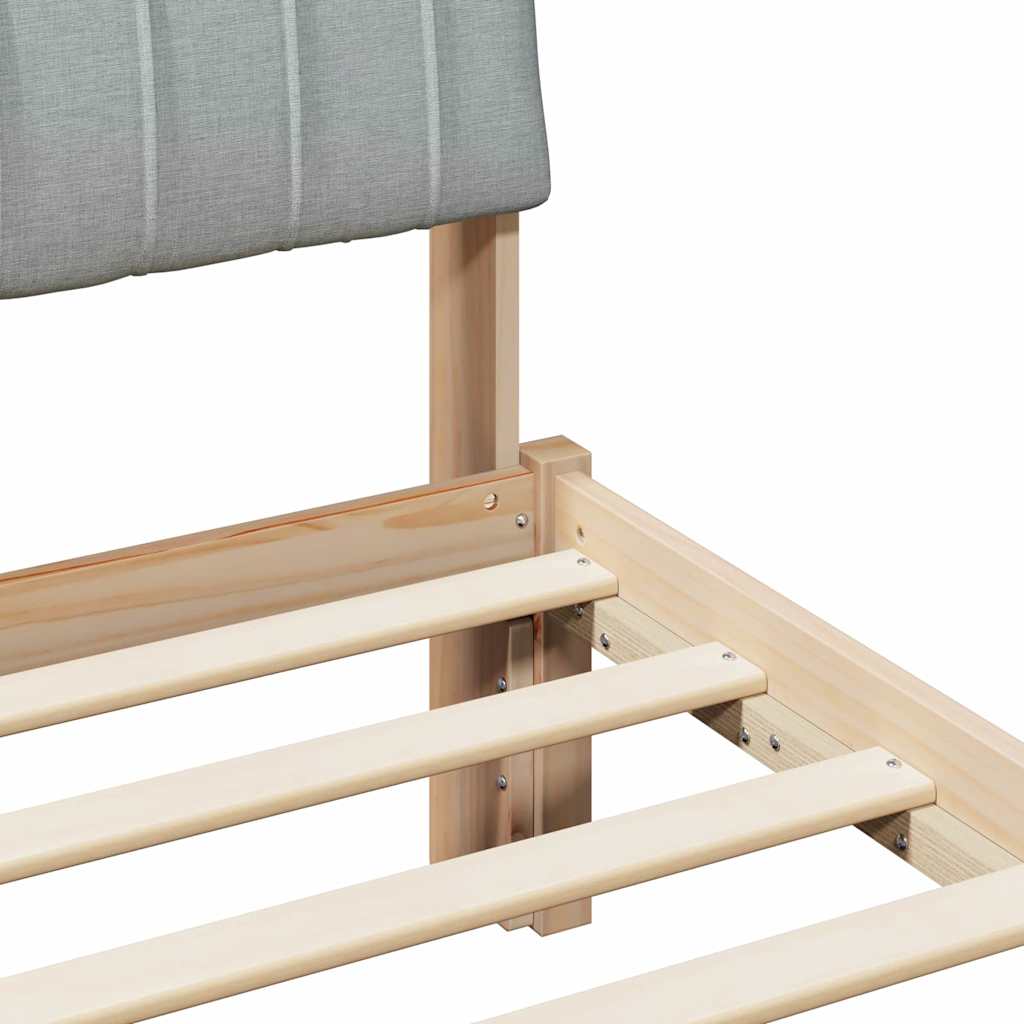 Brown and Light Grey Bed Frame 75 x 190 cm Solid Pine Wood