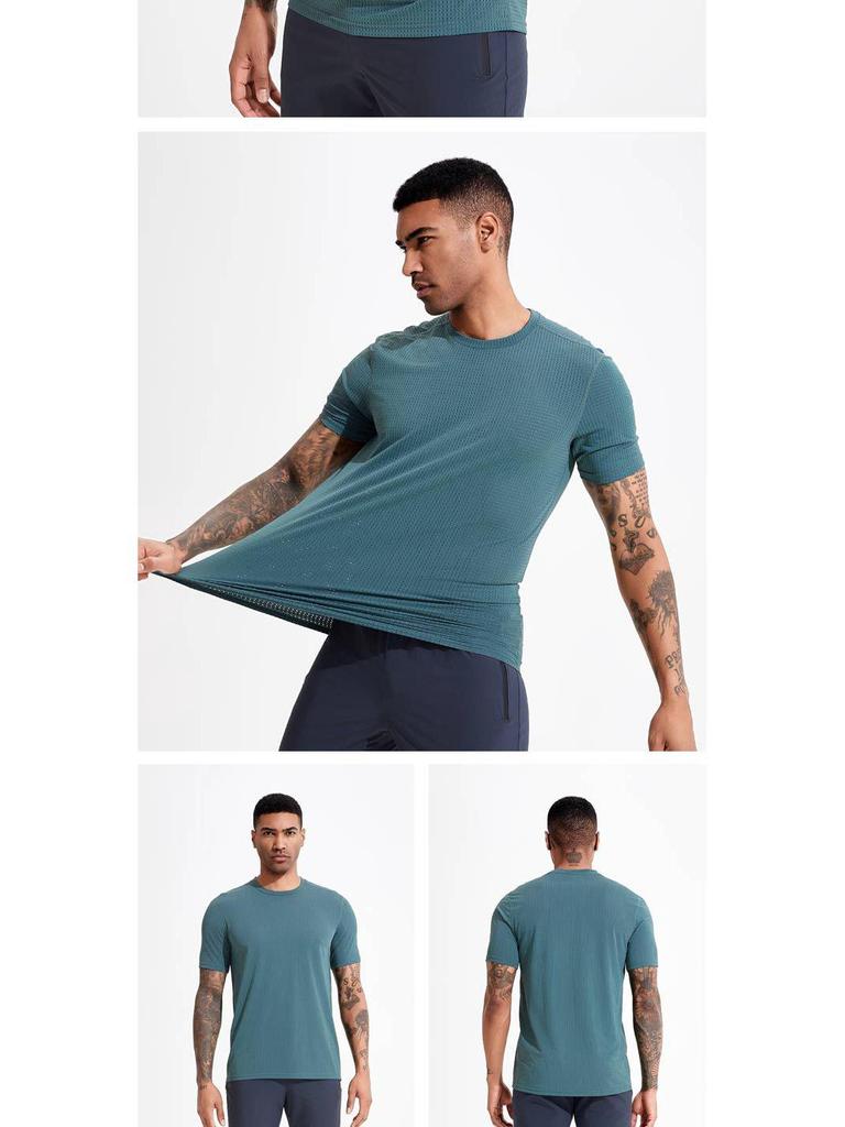 Мужская спортивная футболка из ледяного шелка с быстрой сушкой - Дышащая, Влагоотводящая, С коротким рукавом, С круглым вырезом.