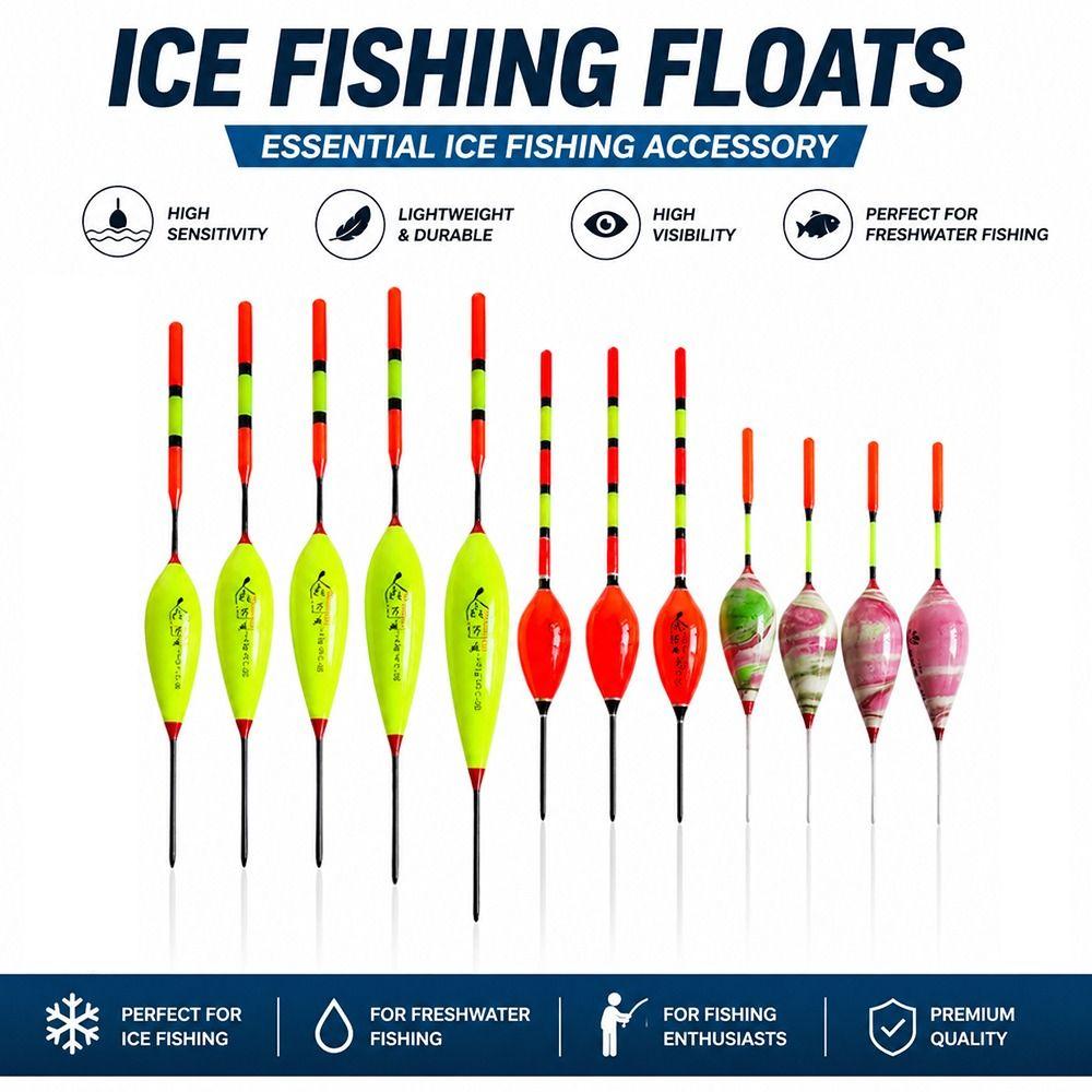 5pcs Freshwater Floaters Fishing Floats Shrimp Grouper Design Ice Fishing Accessory Ice Fishing