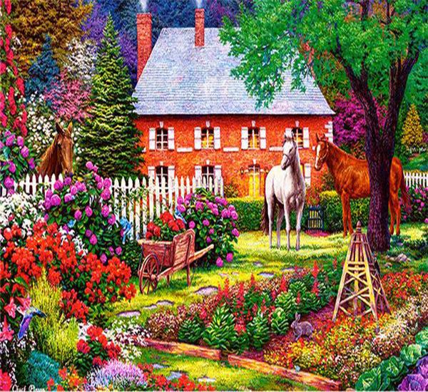 RUOPOTY Картина по номерам Дом Пейзаж Ручная роспись Уникальный подарок Раскраска по номерам Здание Для гостиной