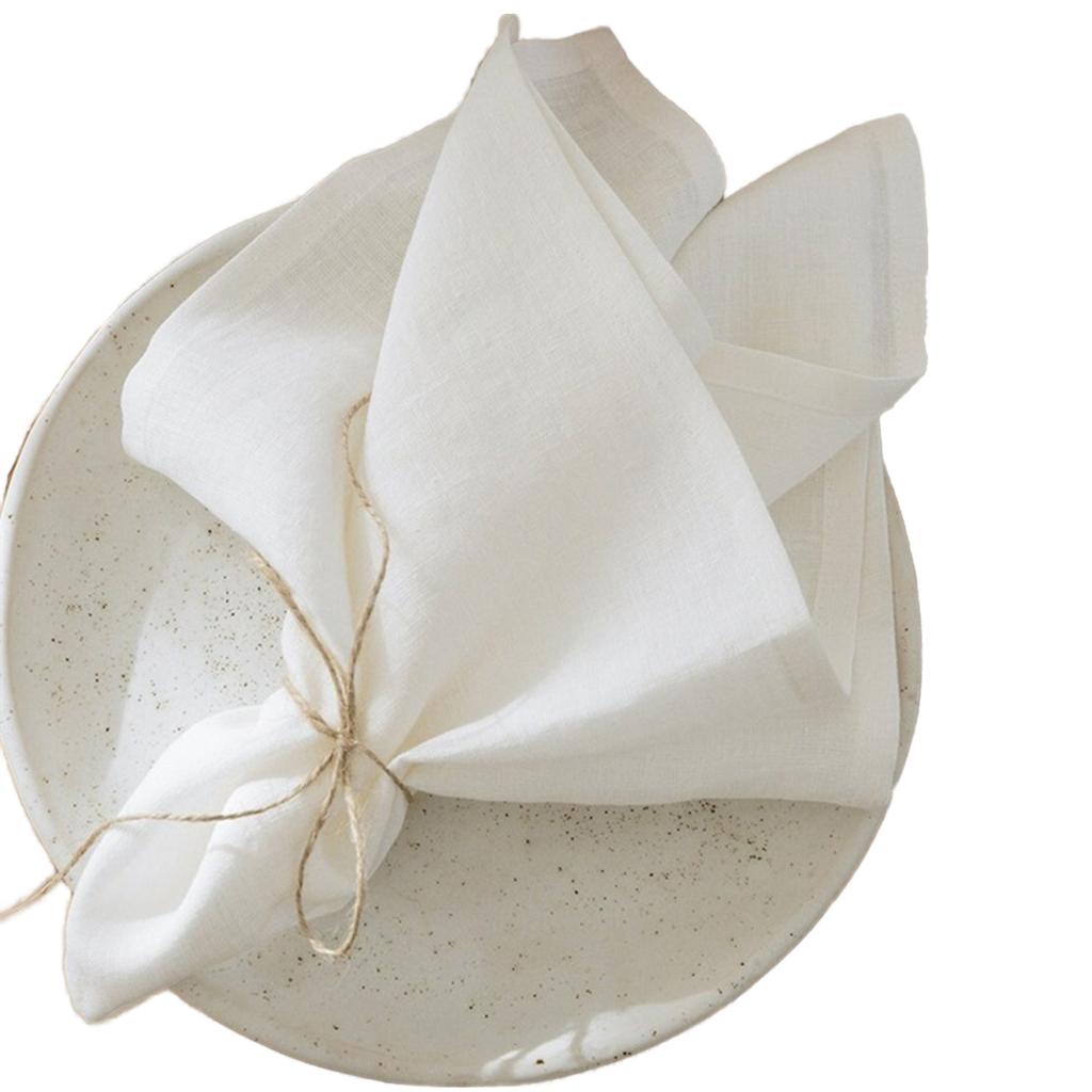 Premium Linen Cotton Blend White Table Napkins Disposable Decorative Solid Color Home Airplane Wedding Parties Dinners Available