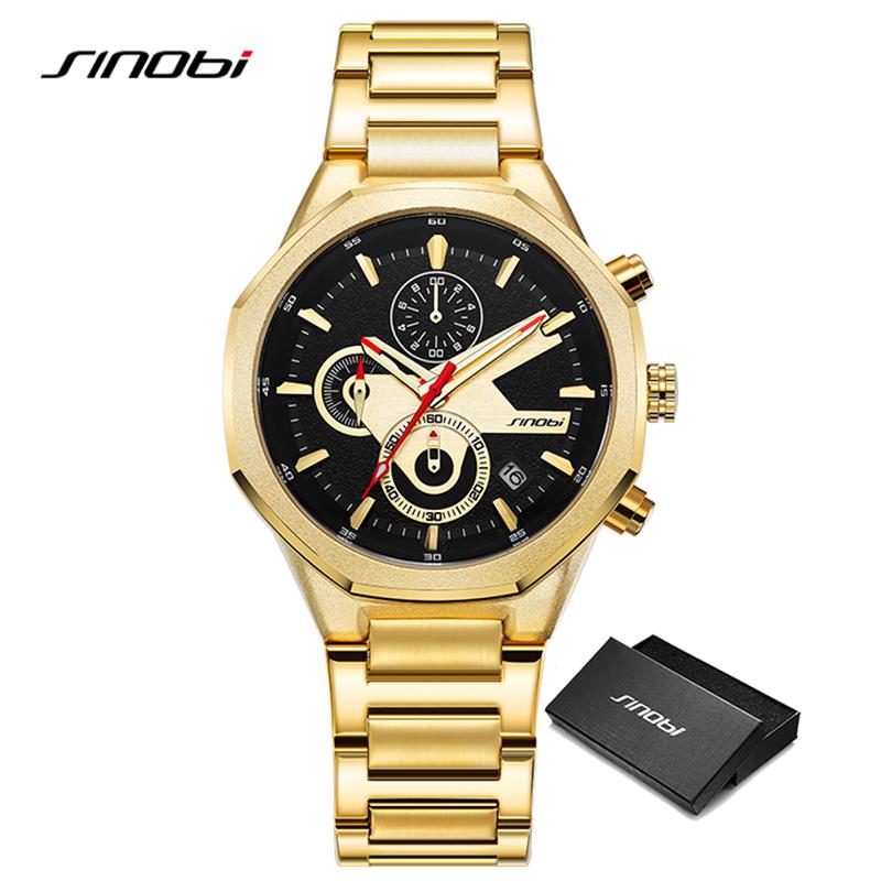 SINOBI Новый дизайн мужские часы с календарем модные стили мужские кварцевые наручные часы оригинальный хронограф мужские подарки часы