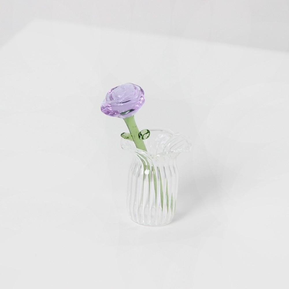 Colored Glaze Glass Flower Bouquet Simulation Floral Hand-blown Glass Flower  Home Room Decoration