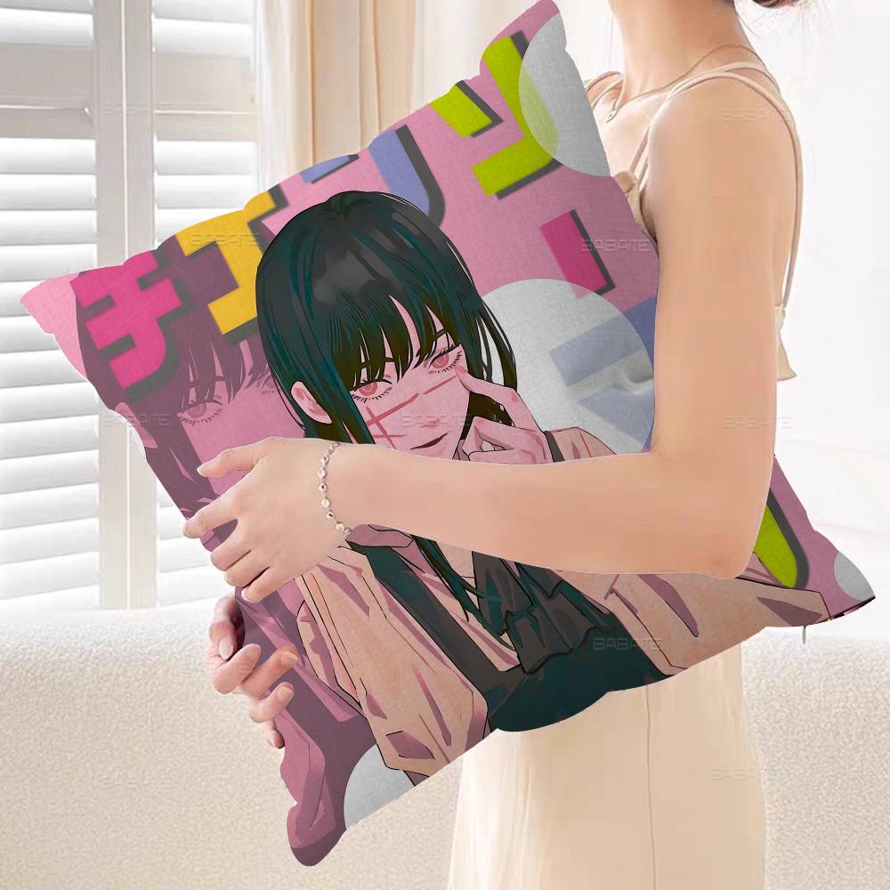 Amine Girl Mitaka Asa Chainsaw Man Cushion Cover Polyester Sofa Cushions Decorative Throw Pillows Home Decoration Pillowcover