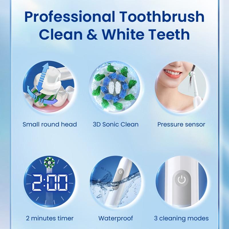 Электрическая зубная щетка Oral B ProMax, датчик давления, перекрестное действие, зубная щетка для глубокой очистки зубов, 3 режима чистки с таймером