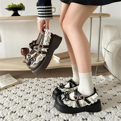 Женские туфли JK Lolita на толстой подошве, женские кожаные туфли-лодочки для улицы, весна-осень, с бантом-бабочкой, женские туфли Мэри Джейн