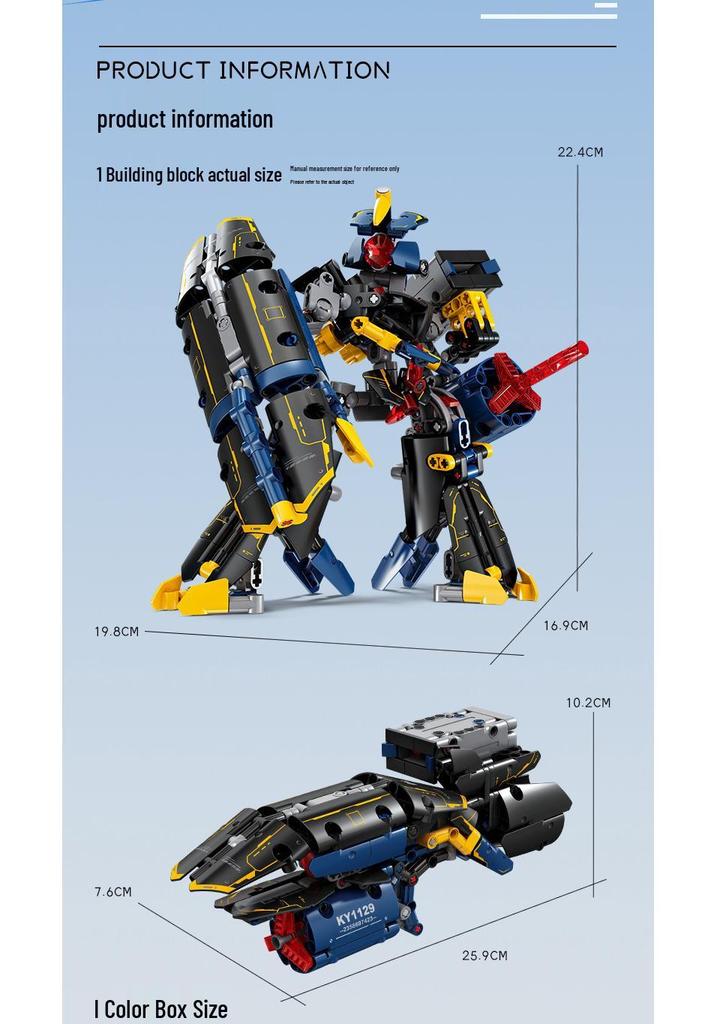 KaiZhi Трансформируемый Робот-Мех, Совместимый с LEGO, Строительные Блоки, Образовательная Игрушка