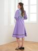 LBYL Purple Flower Color Block Collar Dress