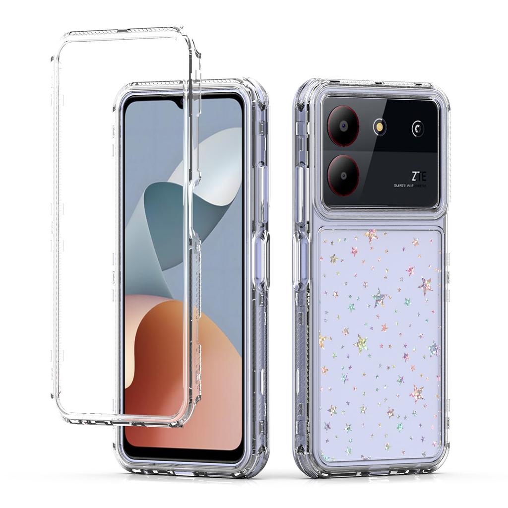 For ZTE Blade A34/A54 Case Clear Acrylic TPU Hybrid Phone Cover with Laser-printed Film