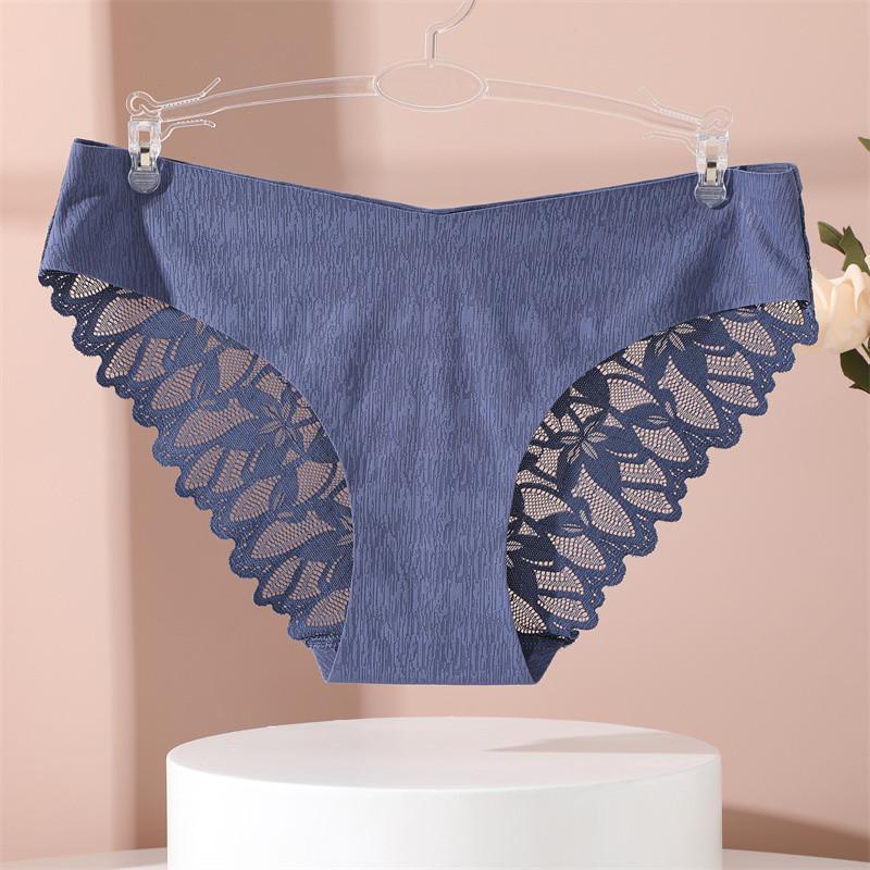 FINETOO Seamless Panty Sexy Women Lace Lingerie Breathable Underwear Mid-waist S-XL