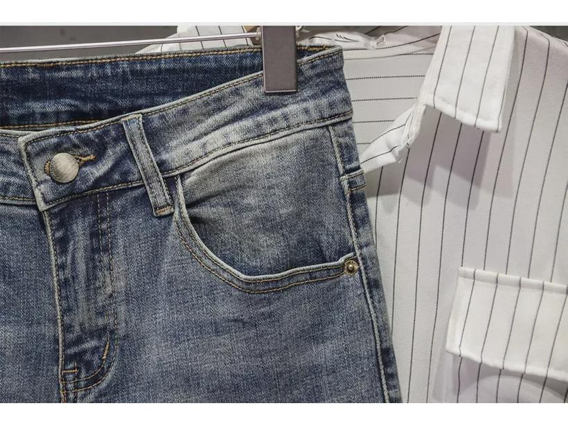 Джинсы облегающего кроя в корейском стиле для мужчин с рваными краями - модные эластичные узкие джинсы весна/лето