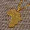 Anniyo Silver Color/Gold Color Africa Map With Flag Pendant Chain Necklaces African Maps Jewelry for Women Men #035321P