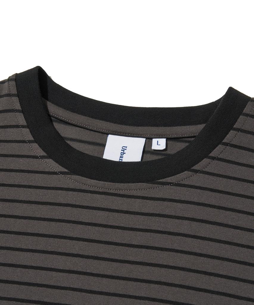 URBANDTYPE Vintage Label Striped T-Shirt_Charcoal