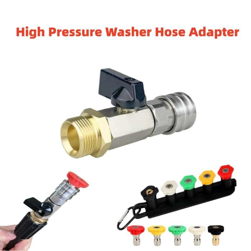 1/4" Brass Quick Connect Nozzle Set, High Pressure Washer Hose Adapter with Adjustable Valve for Car Wash