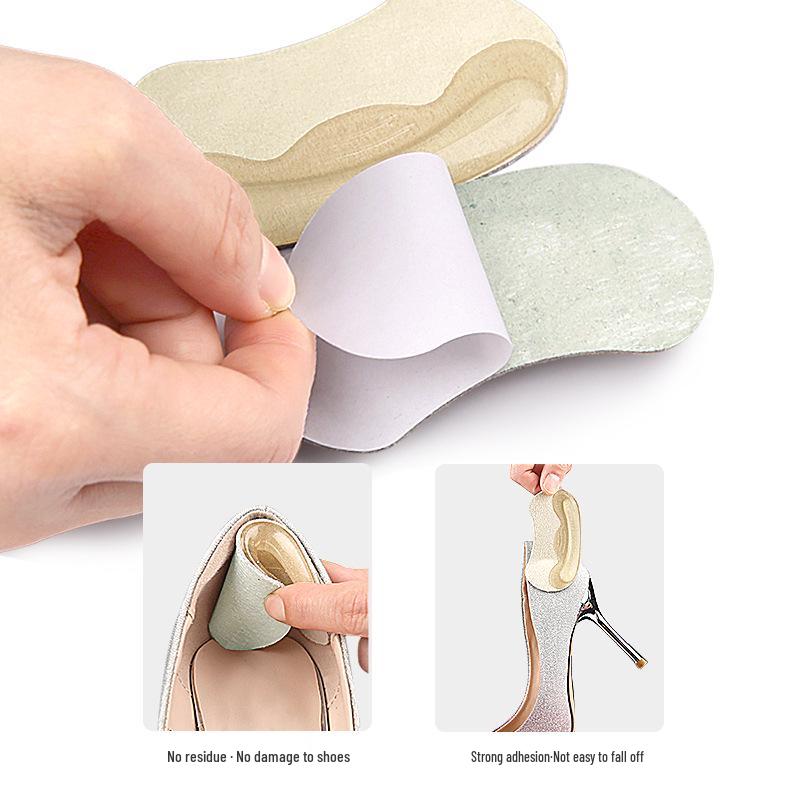 Silicone Suede Heel Stickers: Anti-Wear, Anti-Slip, Self-Adhesive Insole for Size Adjustment (Large to Small)