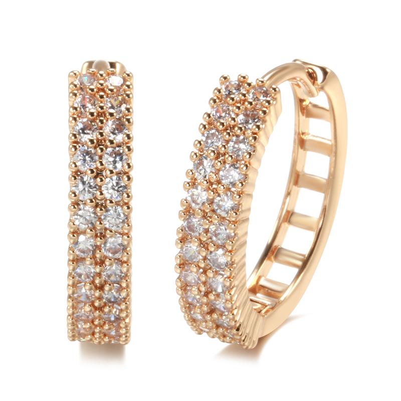 Полые золотые серьги-кольца с геометрическим рисунком и двойным цирконием для женщин, модные ювелирные изделия, аксессуары на каждый день