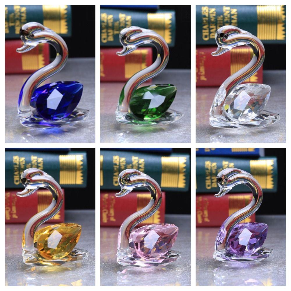 Поделки Маленький лебедь Украшение Подарочная статуэтка лебедя Красивый хрустальный лебедь Настольный