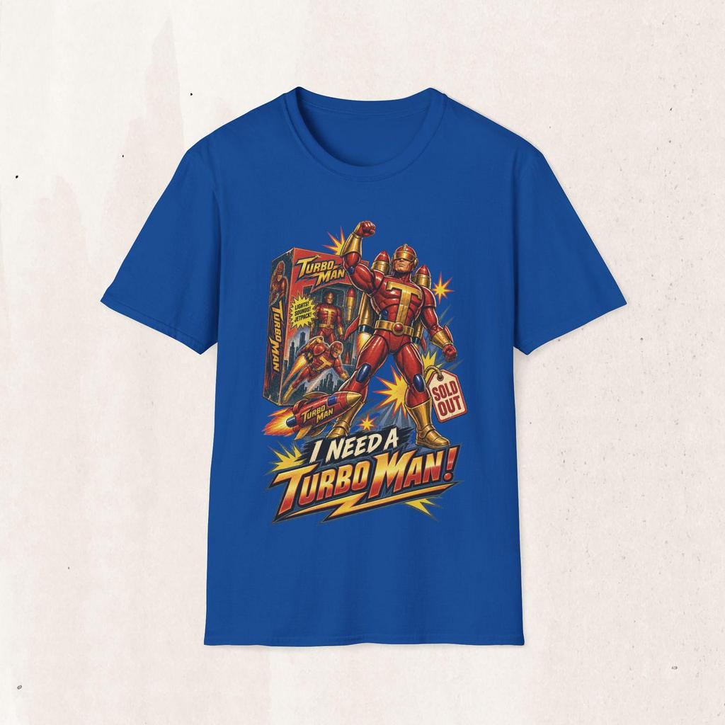 Turbo Man Graphic Tee, Comic-Book Artwork, Cotton Crew Neck Pullover (Sizes S-3XL)