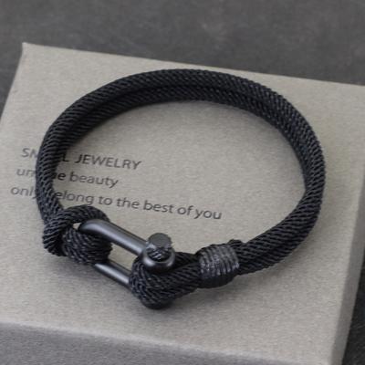 Мужской плетеный браслет из двойной веревки ручной работы 4 мм Миланское плетение Застежка из телячьей кожи Съемный браслет Для активного отдыха и досуга Украшения Homme