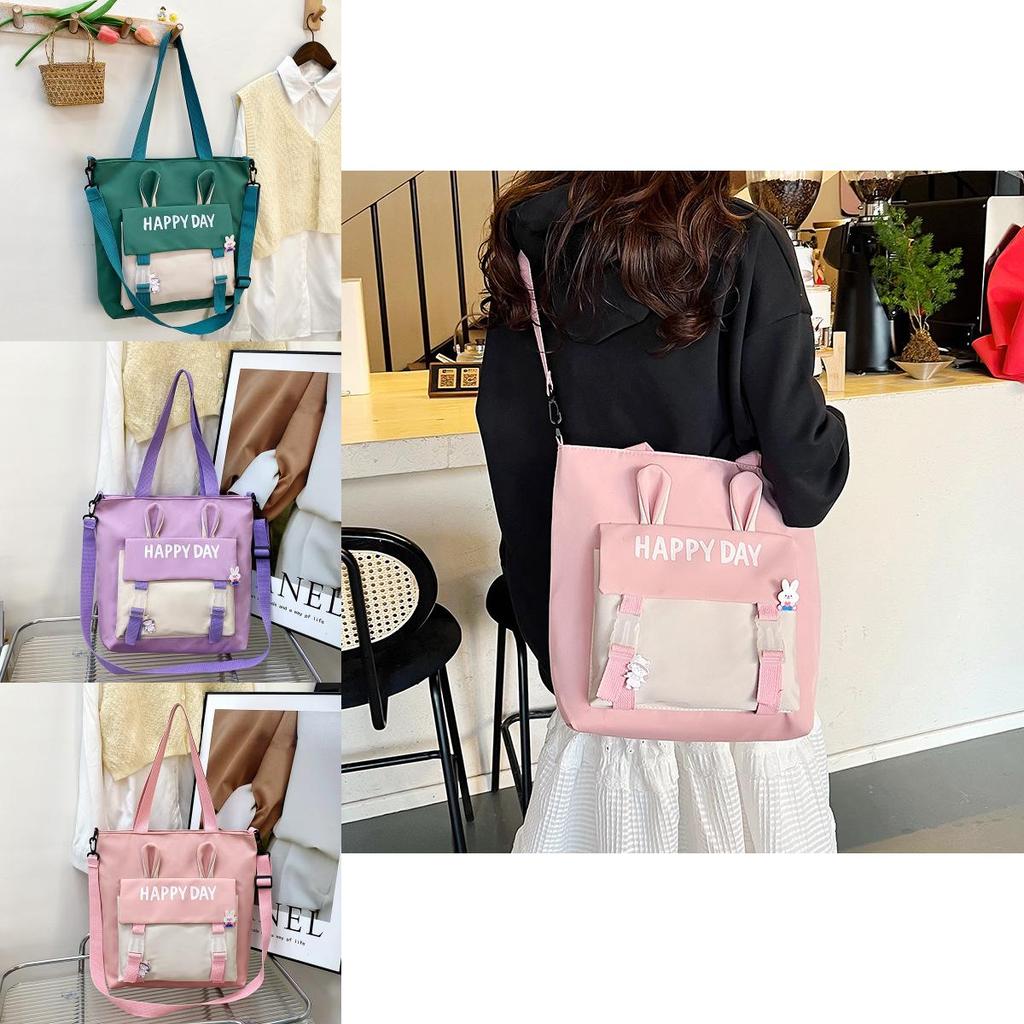 Bunny Ears Tote Bag With Splicing Design For Daily Casual Use