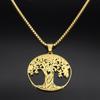 Эстетичное ожерелье Древо Жизни Сердце Любви для женщин и мужчин из нержавеющей стали золотого цвета, цепочка-амулет на удачу
