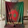 Custom Text Flannel Throw Blanket, Lightweight Cozy Bed Sofa BlanketMorocco Football