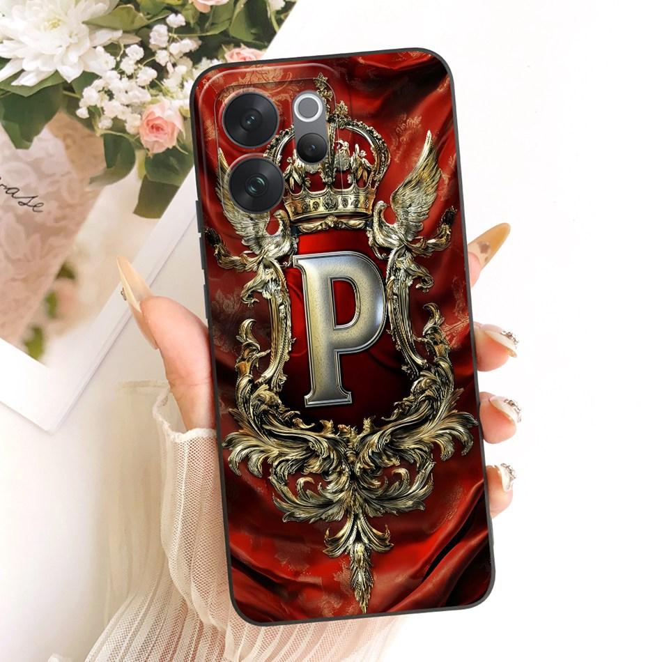 For Vivo V70 / V70 Elite 2026 Feather Crown Initial Letter Phone Case For Vivo V 70 V70Elite 5G Soft Silicone Covers Bumpers