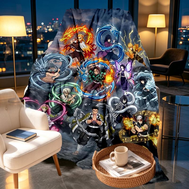 Demon Slayer Print Blanket - Soft & Comfortable, for Bedroom, Travel, Sofa, Home Decoration - Birthday Christmas Gift for Friend