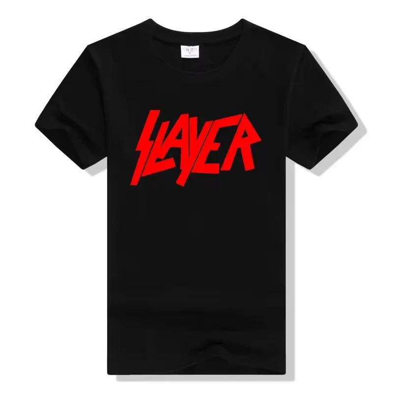 Metal Band TShirt Slayer Printed Fashion Streetwear Crew Neck Short Sleeve Tee Cotton Rock Tops High Quality Unisex
