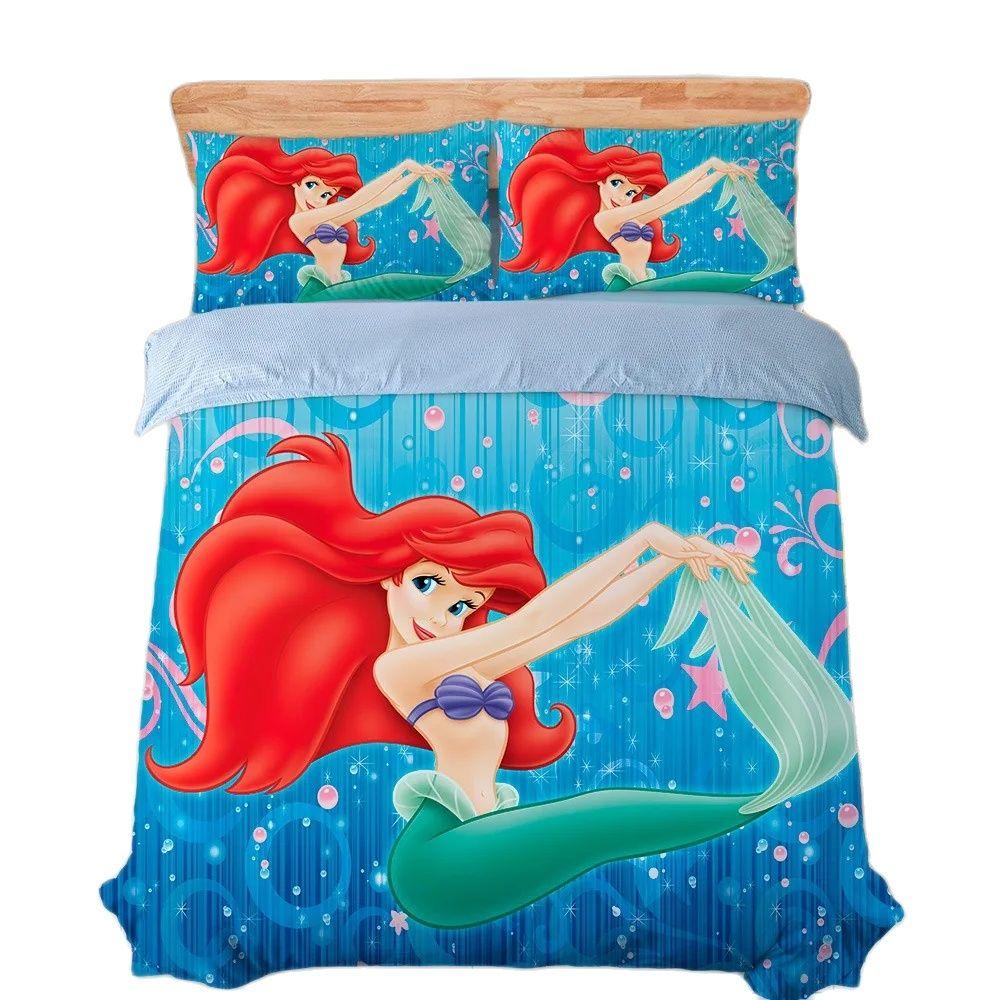 Постельное белье Русалочка Мультяшный 3D Принт Принцесса Ариэль Пододеяльник Наволочки Чехол на одеяло