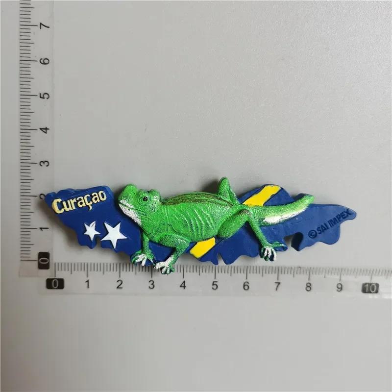 Нидерланды Кюрасао Туристические сувениры Подарок Стерео Смола Магнитные наклейки на холодильник 3D Магниты-ящерицы для холодильников