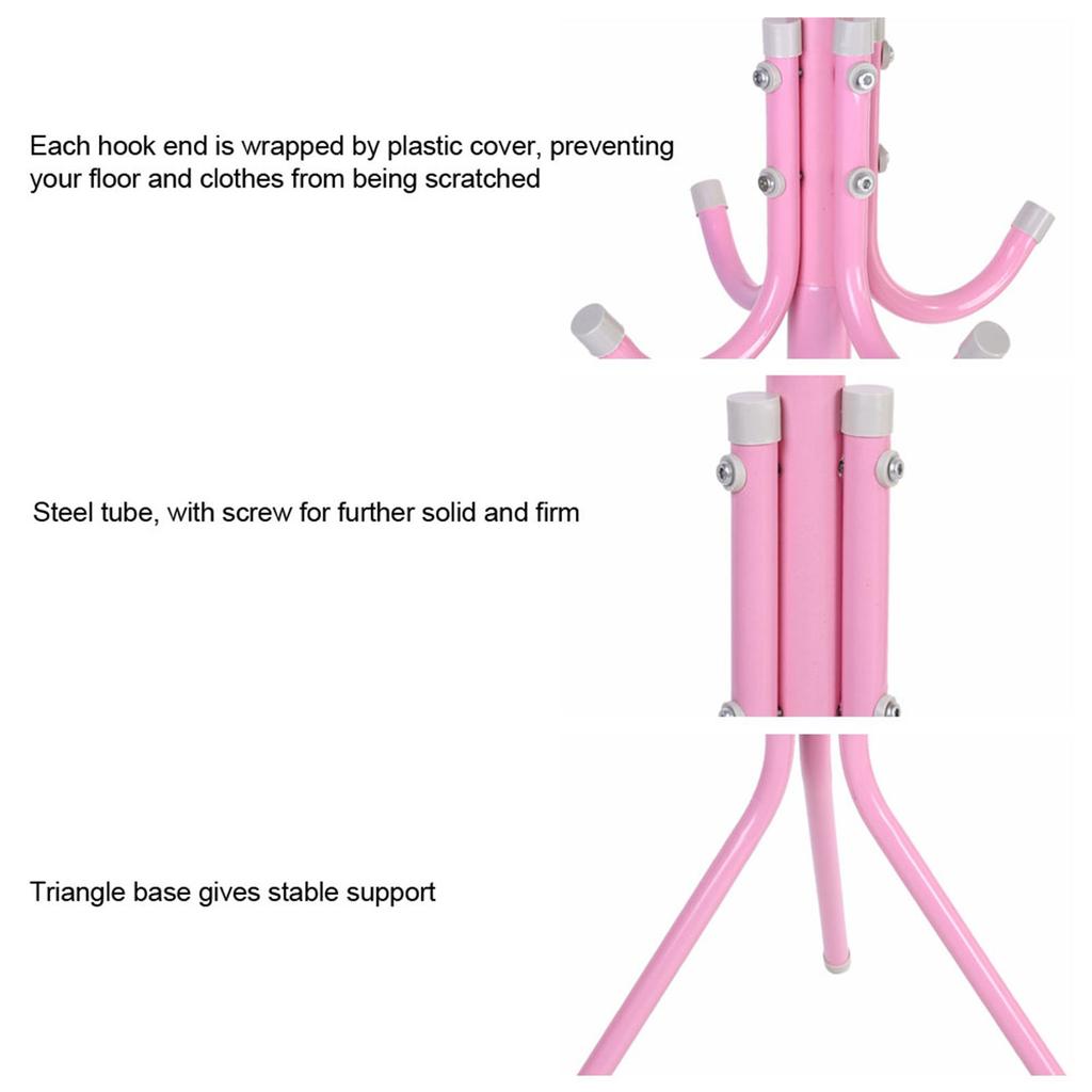 Много крючков металлическая вешалка для пальто шляпа стойка для дерева вешалка для сумок органайзер для дома спальня (розовый)