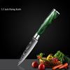 Damascus Laser Cut Meat Slicer Kitchen Knife Green Resin Wood Handle Cooking Chef's Knife Barbecue Knives