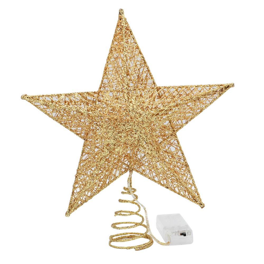 Пятиконечная звезда, световой реквизит, блестящая подсветка, верхушка для елки, креативная светодиодная верхушка для рождественской елки